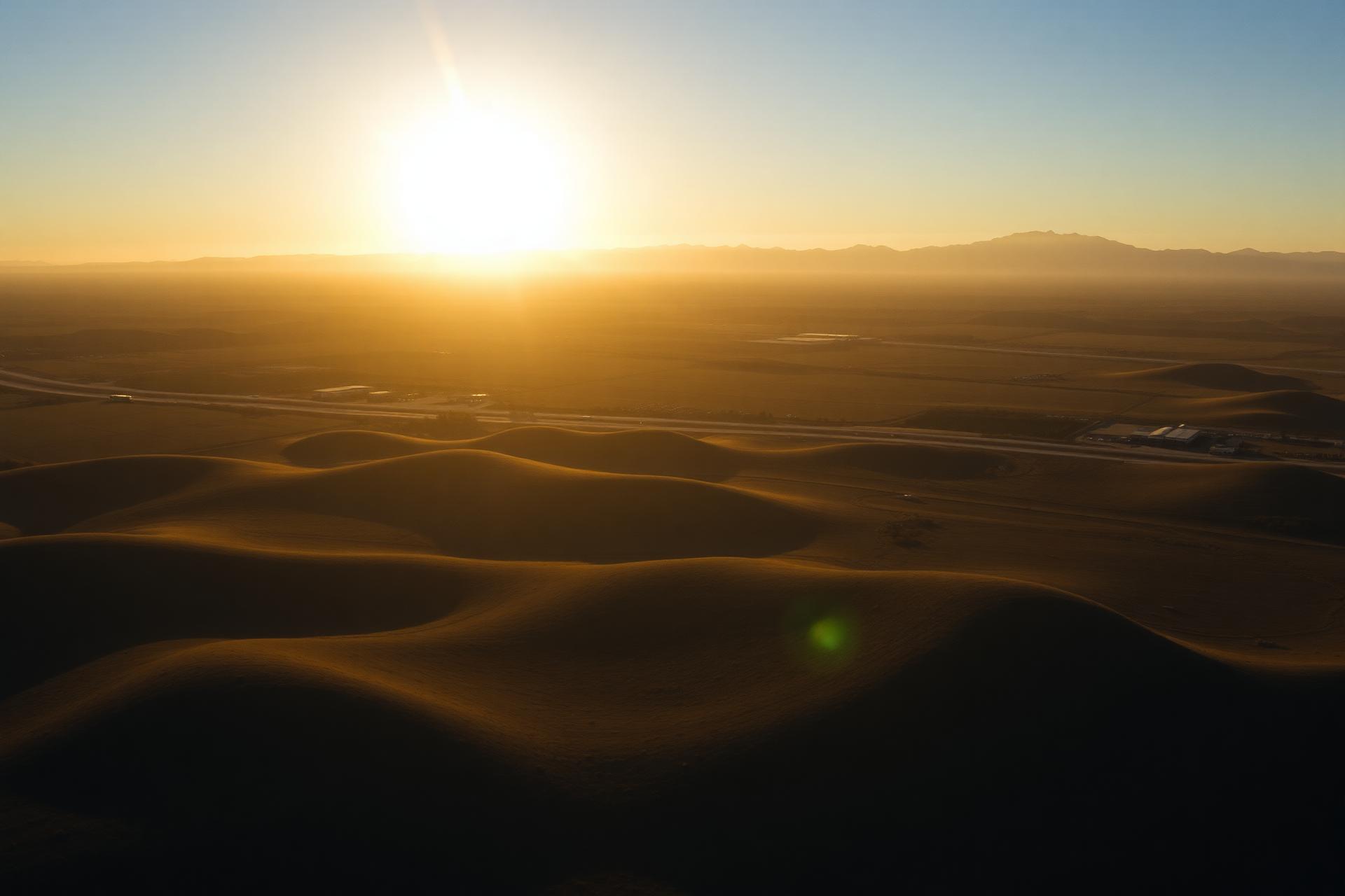 Aerial view of expansive American acreage at golden hour